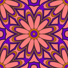 Decorative floral wallpaper for interior design. Modern geometric ornament. Seamless vector illustration