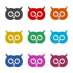 Owl icon, Owl logo, Owl illustration, color icons set