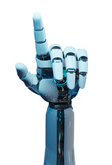 White cyborg pointing his finger 3D rendering