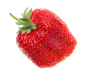 ripe strawberry against white background