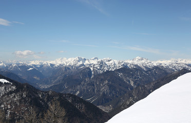 Mountain range from Lussari Mount in Italy