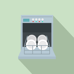 Open dishwasher icon. Flat illustration of open dishwasher vector icon for web design