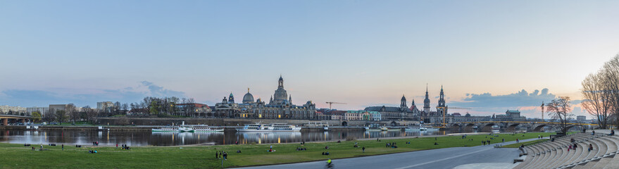 Fototapeta na wymiar Twilight At Dresden, above the Elbe River, Dresden, German