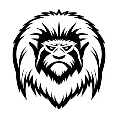 Head of a monkey on a white background.