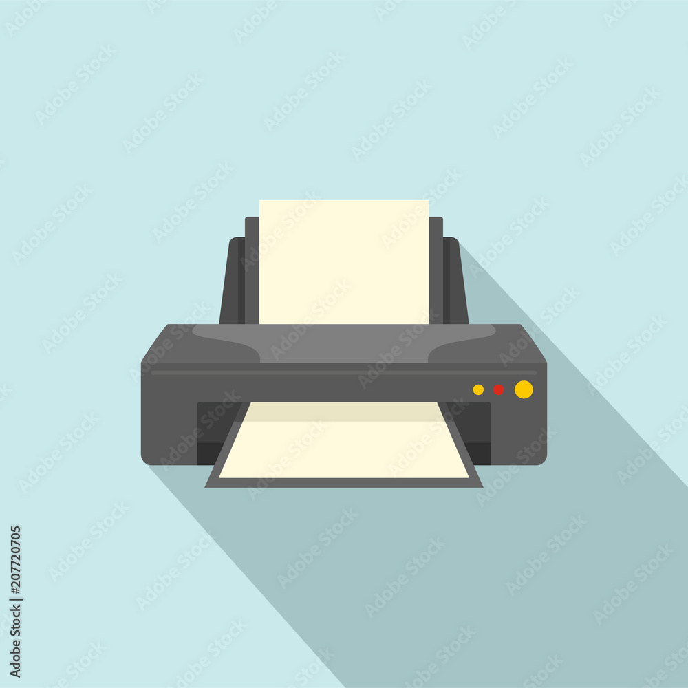 Sticker Jet printer icon. Flat illustration of jet printer vector icon for web design