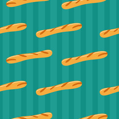 French baguette bread. Seamless pattern.