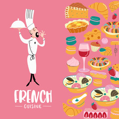 French cuisine. Vector illustration.