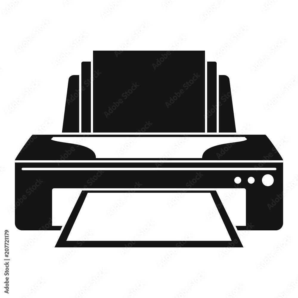 Sticker jet printer icon. simple illustration of jet printer vector icon for web design isolated on white ba