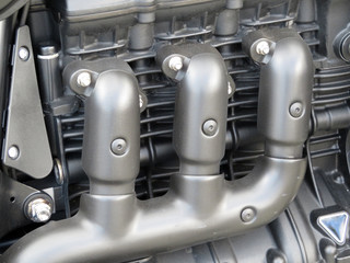 Motorcycle engine close-up. Motor bike detail - engine block