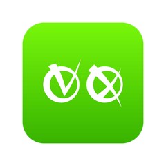 Tick and cross in circles icon digital green for any design isolated on white vector illustration
