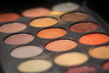 Professional makeup palette of colorful eyeshadow