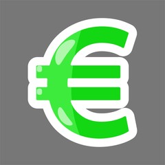 Vector  colored sticker image of the euro set sign.  Vector illustration euro
