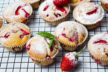 Homemade strawberry fruit muffins