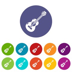 Guitar icons color set vector for any web design on white background