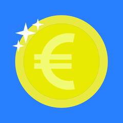 Euro coin in flat style, vector