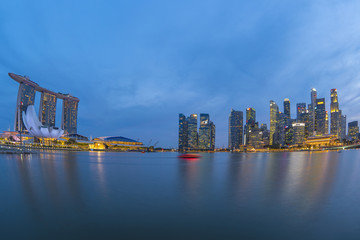 Singapore city skyline with Marina Bay at night