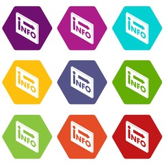 Market info icons 9 set coloful isolated on white for web