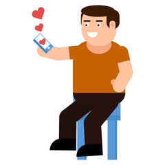 A man receives a love message icon