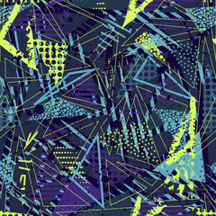 Abstract seamless vector pattern for girls, boys, clothes. Creative background with dots, geometric figures Funny wallpaper for textile and fabric. Fashion style. Colorful bright