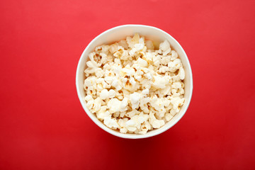 Salted popcorn in a bowl.