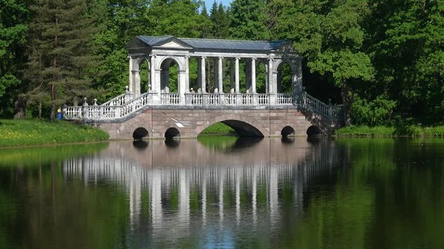 Marble bridge in Catherine Park. Tsarskoye Selo, Saint Petersburg