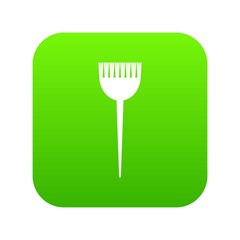 Hair brush icon green vector isolated on white background