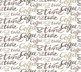 Naklejka premium Coffe time - cute pattern