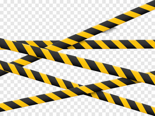 Caution lines isolated. Warning tapes. Danger signs. Vector illustration.
