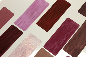 Lipstick swatches on a White background