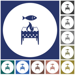 Brazier grill with fish icon