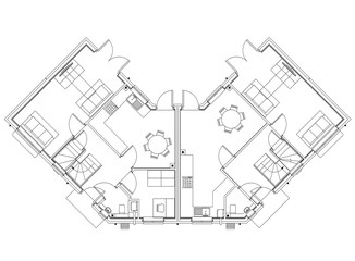 House layout design blueprint - isolated