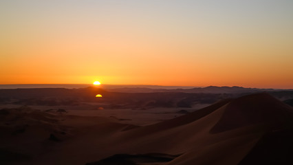 Sunrise view to Tin Merzouga dune, Tassili nAjjer national park, Algeria