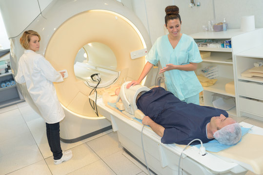 patient undergoing mri scan at hospital