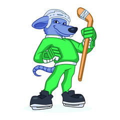 Hockey Rat Mascot Design Vector