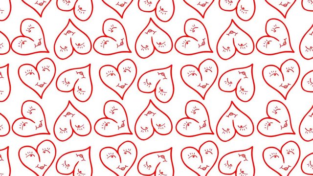 Background with animated hand drawn heart. Frame by frame animation