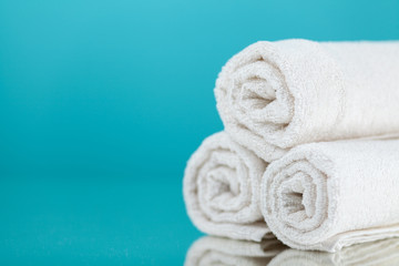 Fototapeta na wymiar Pile of white towels