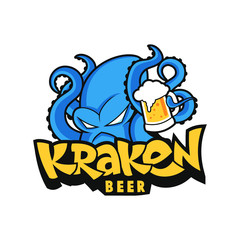 Kraken Beer Mascot Design Vector