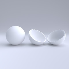 3d render abstract crack sphere.Isolated