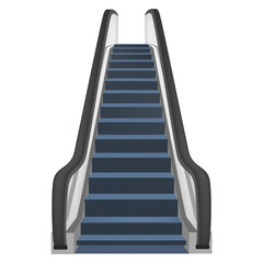 One escalator mockup. Realistic illustration of one escalator vector mockup for web design isolated on white background