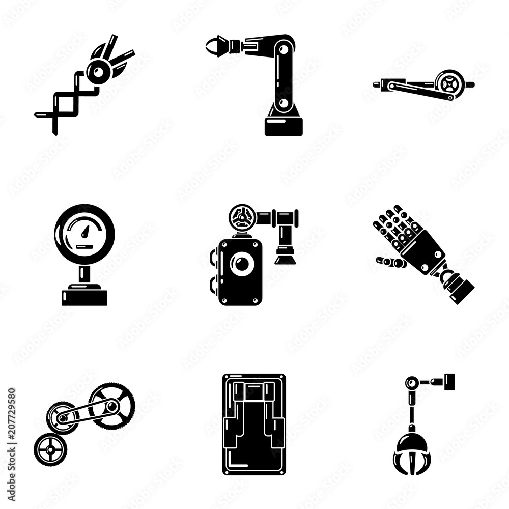 Poster automated icons set. simple set of 9 automated vector icons for web isolated on white background