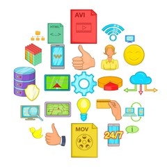 Internet entertainment icons set. Cartoon set of 25 internet entertainment vector icons for web isolated on white background