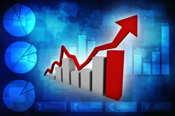 3d rendering Stock market online business concept. business Graph 
