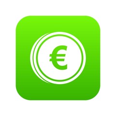 Euro coins icon digital green for any design isolated on white vector illustration