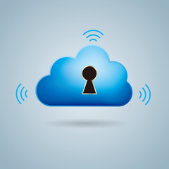 Cloud computing and networking design concept, Locked cloud symbol.	