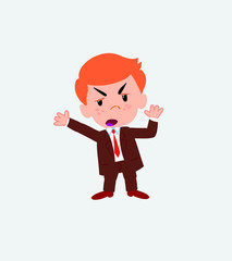 Businessman argues something with a gesture of discontent.