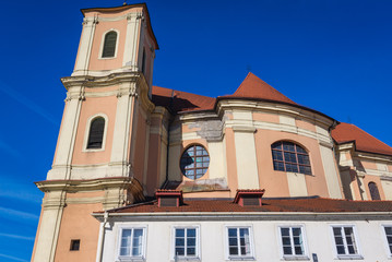 Fototapeta na wymiar So called Trinitarian Church in historic part of Bratislava city, Slovakia