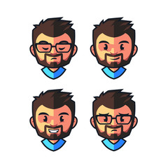 Smart Guy Beard2 Mascot Design Vector