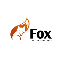 sit down fox negative space on tail logo