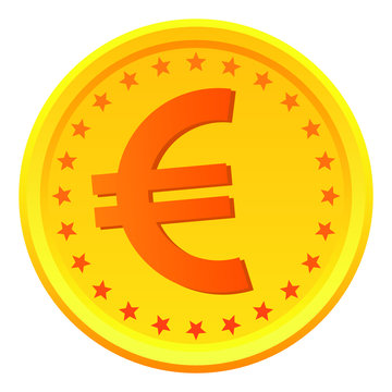 Euro coin, european money symbol, vector