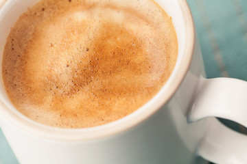 Close up of freshly made cup of coffee